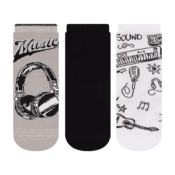 Kit 3 Pares Cano Curto Juvenil - Tam 34 a 38