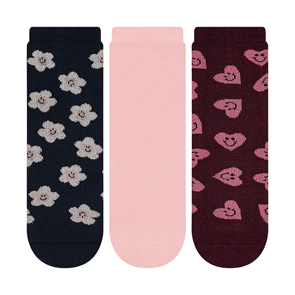 Kit 3 Pares Soquete Juvenil - Tam 34 a 38