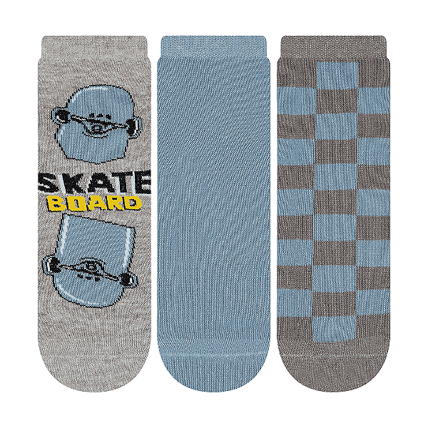 Kit 3 Pares Soquete Juvenil - Tam 34 a 38