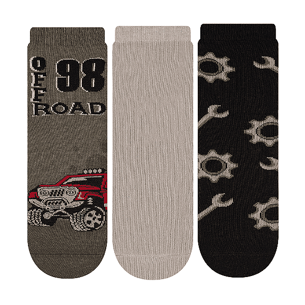 Kit 3 Pares Soquete Juvenil - Tam 34 a 38