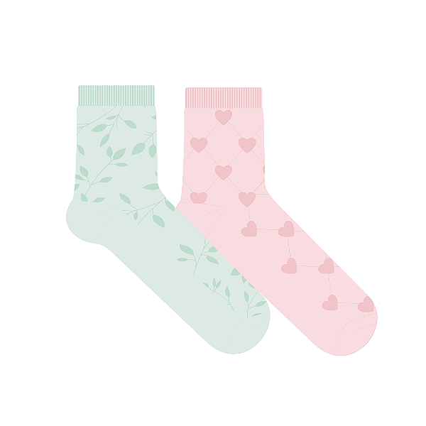 Kit 2 Pares Soquete Texturizada - Tam 34 a 39