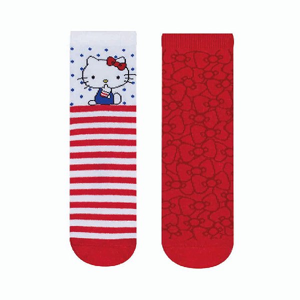 Kit 2 Pares Soquete Hello Kitty - Tam 34 a 39