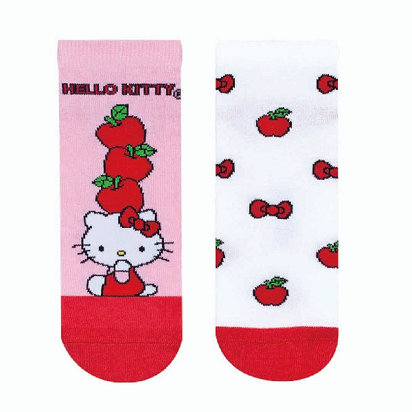 Kit 2 Pares Cano Curto Hello Kitty - Tam 34 a 39