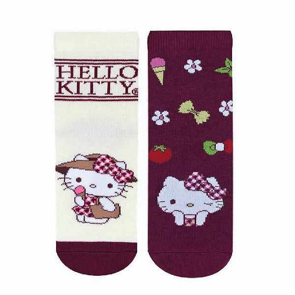 Kit 2 Pares Soquete Infantil - Hello Kitty