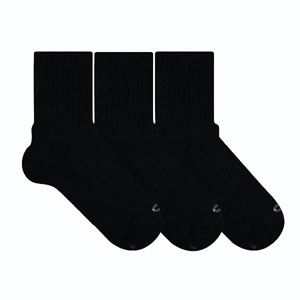 Kit 3 Pares Cano Longo Esportiva Especial Sola Atoalhada - Tam 34 a 38