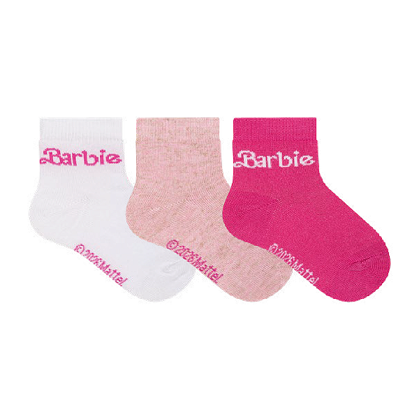 Kit 3 Pares Cano Médio Barbie - Tam 17 a 22(1 a 2 anos)