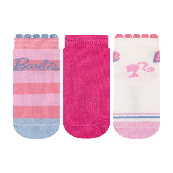 Kit 3 Pares Cano Médio Barbie - Tam 17 a 22(1 a 2 anos)