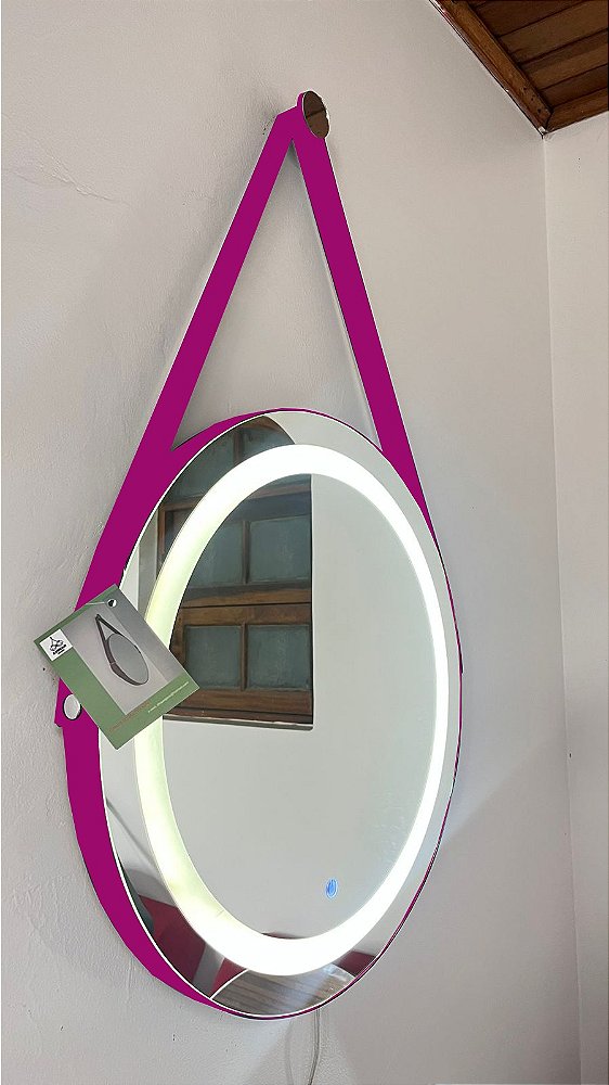 Espelho Decorativo Redondo 60 cm LED ROSA  EXCLUSIVO