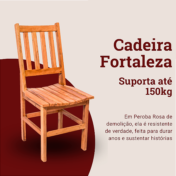 Cadeira Rústica Fortaleza em Madeira Maciça de Demolição