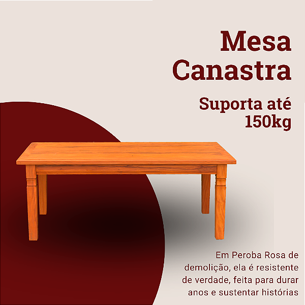 Mesa Rústica Retangular Canastra 8 Lugares em Madeira Maciça de Demolição