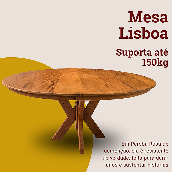 Mesa Rústica Redonda Lisboa 10 Lugares em Madeira Maciça de Demolição