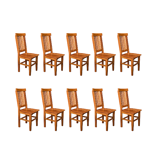 Kit com 10 Cadeiras Rústicas Mineira em Madeira Maciça de Demolição