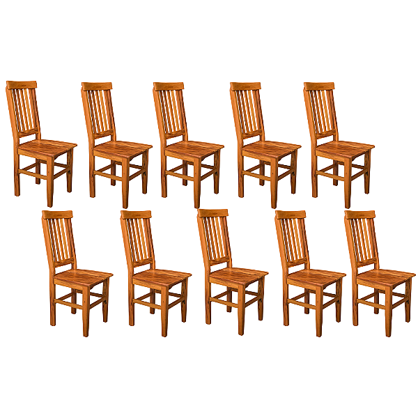 Kit com 10 Cadeiras Rústicas Mineira em Madeira Maciça de Demolição