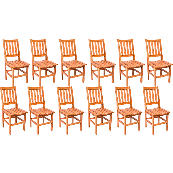 Kit com 12 Cadeiras Rústicas Fortaleza em Madeira Maciça de Demolição
