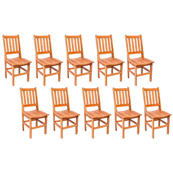 Kit com 10 Cadeiras Rústicas Fortaleza em Madeira Maciça de Demolição
