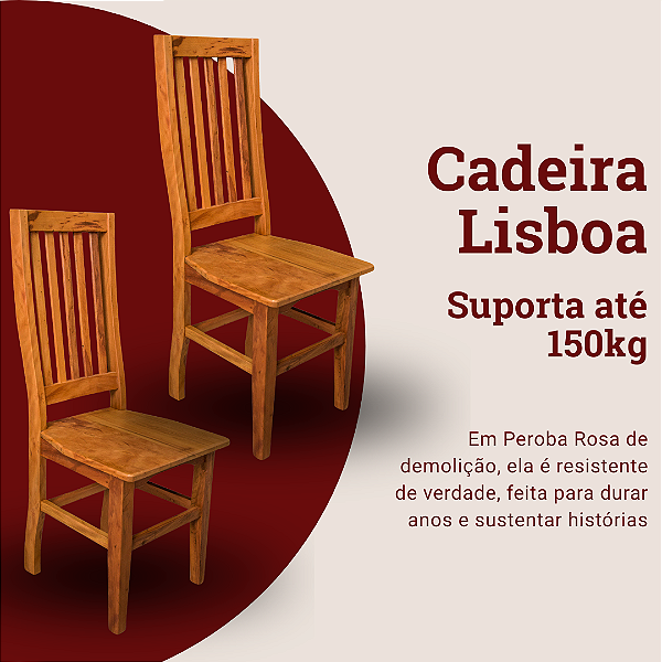 Kit com 2 Cadeiras Rústicas Lisboa em Madeira Maciça de Demolição