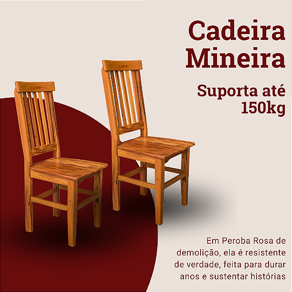 Kit com 2 Cadeiras Rústicas Mineira em Madeira Maciça de Demolição