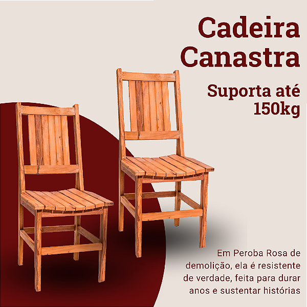 Kit com 2 Cadeiras Rústicas Canastra em Madeira Maciça de Demolição