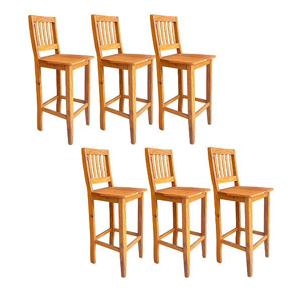 Kit com 6 Banquetas Rústicas Lisboa em Madeira de Demolição