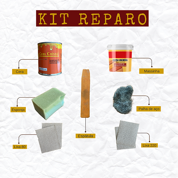 Kit Reparo para Móveis Rústicos de Madeira de Demolição