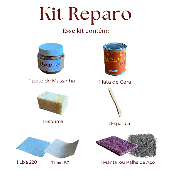 Kit Reparo para Móveis Rústicos de Madeira de Demolição