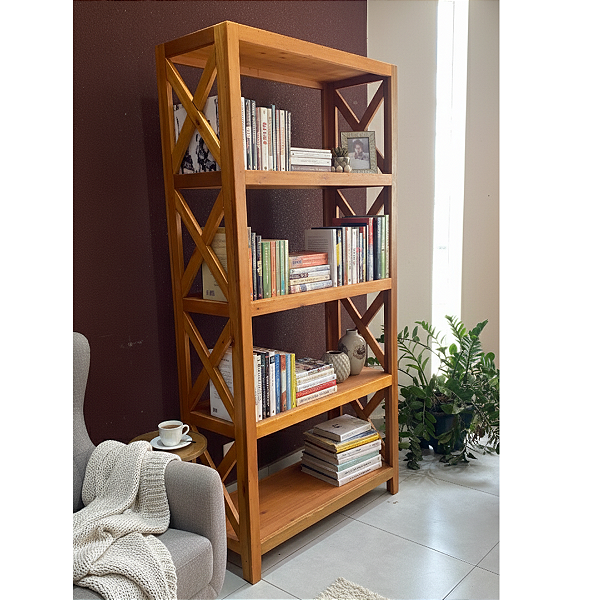 Armário Livreiro em Madeira Maciça de Reflorestamento