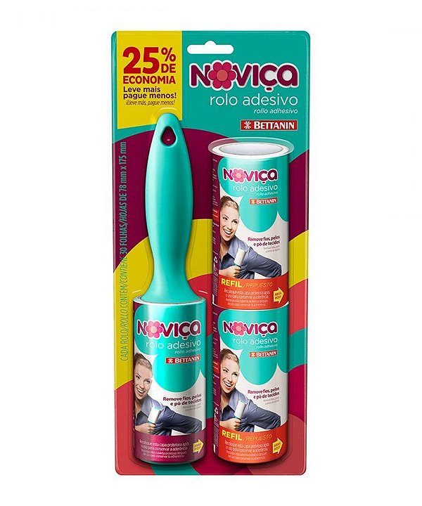 Rolo Adesivo (Grande) Noviça + 2 Refis 30 folhas 78 mm x 175 mm - Bettanin
