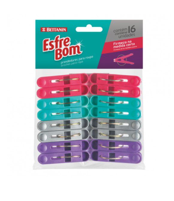 Pacote de Prendedores para Roupa EsfreBom com 16 unidades - Bettanin