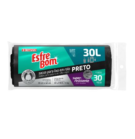 Saco para Lixo Preto EsfreBom Rolo 30L com 30 Unidades - Bettanin