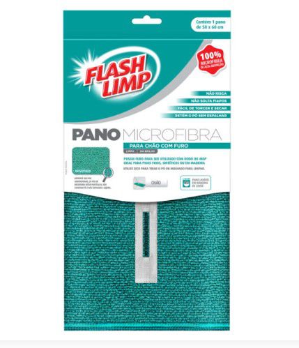 Pano Microfibra para Chão com Furo 50 cm X 60 cm - Flash Limp