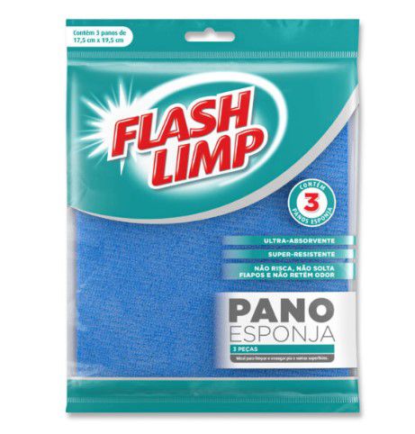 Pano Esponja com 3 Panos - Flash Limp