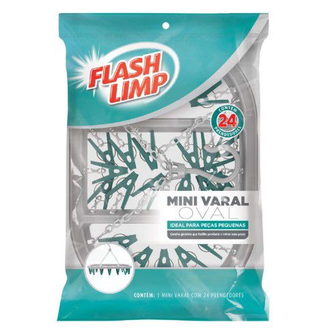 Mini Varal Oval com 24 Prendedores - Flash Limp