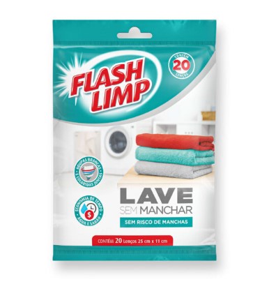 Lenço Antimanchas Lave sem Manchar com 20 Unidades - Flash Limp