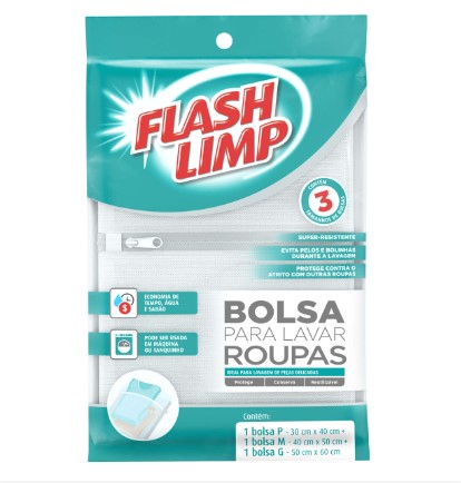 Kit 3 Bolsas para Lavar Roupas - Flash Limp