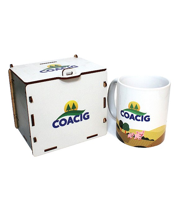 Caneca Cerâmica 300ml com Caixa Cofre