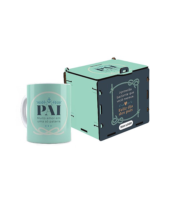 Caneca Cerâmica 300ml com Caixa Cofre - Dia dos Pais