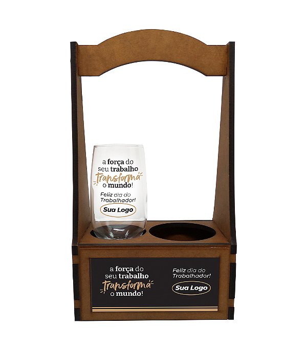 Caixa MDF com Taça Floripa 300ml - Dia do Trabalhador