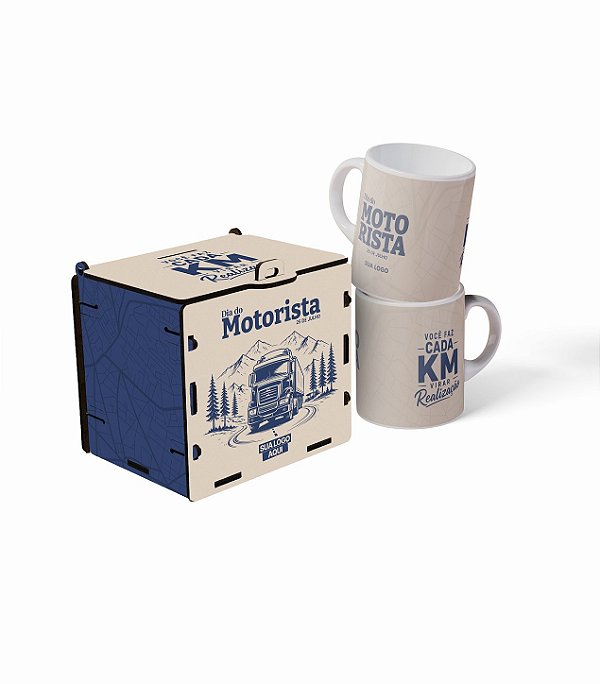Caneca Cerâmica 300ml com Caixa Cofre - Dia do Motorista
