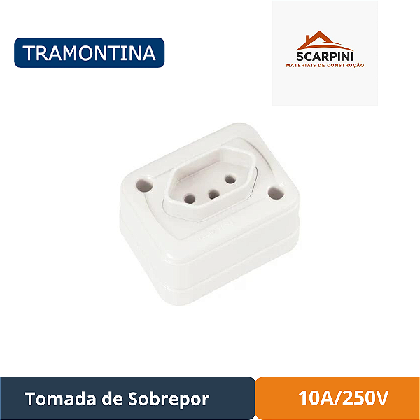 Tomada de Sobrepor 2P+T 10 A 250 V Tramontina