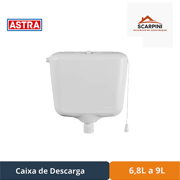 Caixa de Descarga Elevada Branca de 6,8L a 9L - Astra