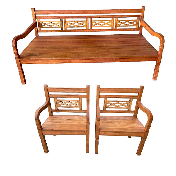 Banco Surubão Madeira Rustica de demolição + 2 Poltronas