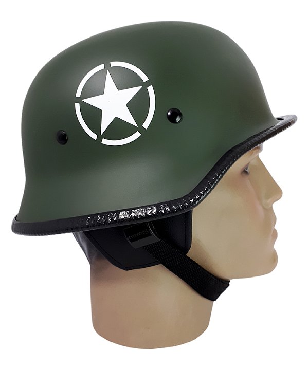 Capacete Aberto Verde Fosco Coquinho Estilo Segunda Guerra