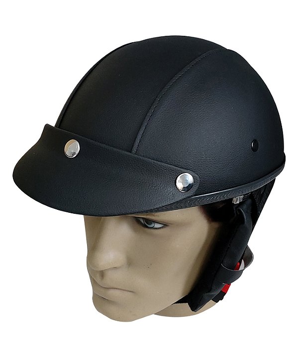 Capacete Coquinho Couro Preto Para Scooter Elétrica Ccc135