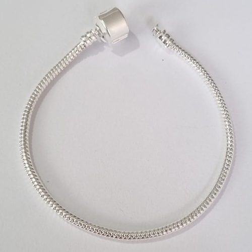 PULSEIRA (TIPO PANDORA) FOLHEADA A PRATA COM 50 MILÉSIMOS + VERNIZ DIAMOND 18CM E FECHO REDONDO PRPS000066
