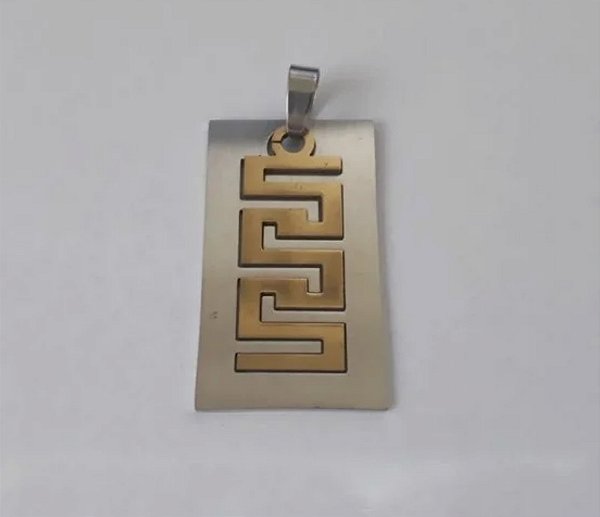 PINGENTE EM AÇO INOXIDAVEL 316L PINGENTE COM CENTRO LIVRE E DOURADO TAMANHO 40MM ACPG000003