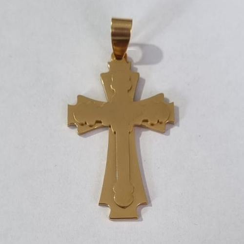 PINGENTE EM AÇO INOXIDAVEL 316L CRUCIFIXO DOURADO DUPLO  TAMANHO 35MM ACPG000007
