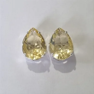 BRINCO FOLHEADO A PRATA COM 50 MILÉSIMOS + VERNIZ DIAMOND COM ZIRCÔNIA AMARELA 10X14MM PRBR000187