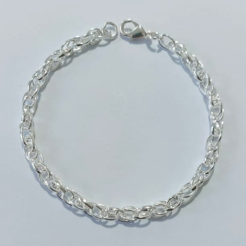 PULSEIRA FOLHEADA A PRATA COM 50 MILÉSIMOS + VERNIZ DIAMOND 18CM CORRENTES ENTRELAÇADAS PRPS000117