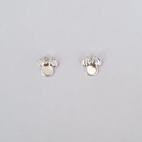 BRINCO FOLHEADO A PRATA COM 50 MILÉSIMOS + VERNIZ DIAMOND PERSONAGEM ANIMADO 8MM PRBR000284