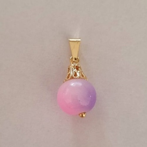 PINGENTE FOLHEADO A OURO CRISTAL LEITOSO 10MM OUPG000004